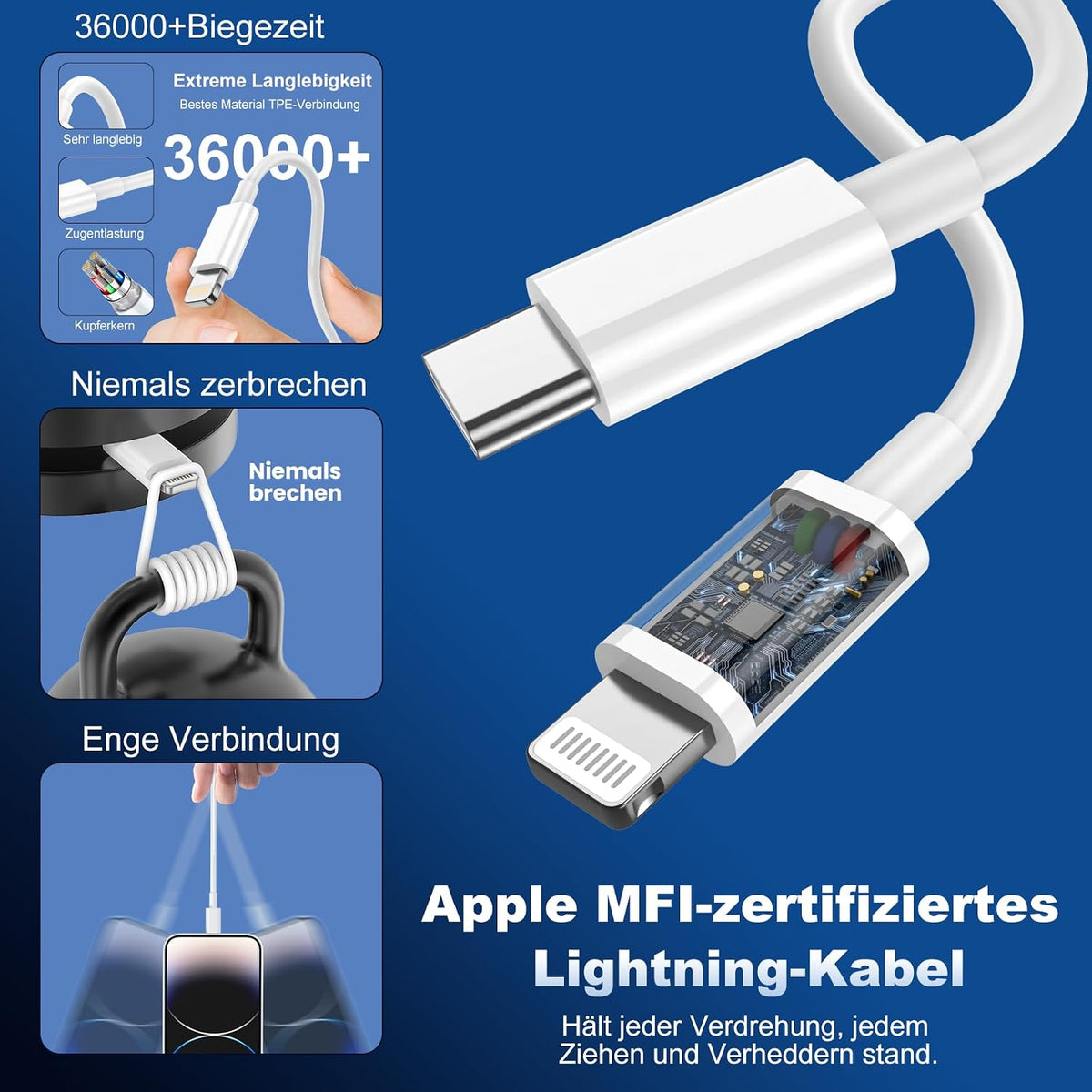 Iphone Ladekabel, [Mfi-Zertifiziert] 2Er Pack Iphone Ladegerät Apple Ladekabel 2M, USBC Schnellladegerät Mit USB C Auf Lightning Kabel Für I Phone 14 13 12 11 Pro Max XS XR X 8 7 6 plus 5 Ipad