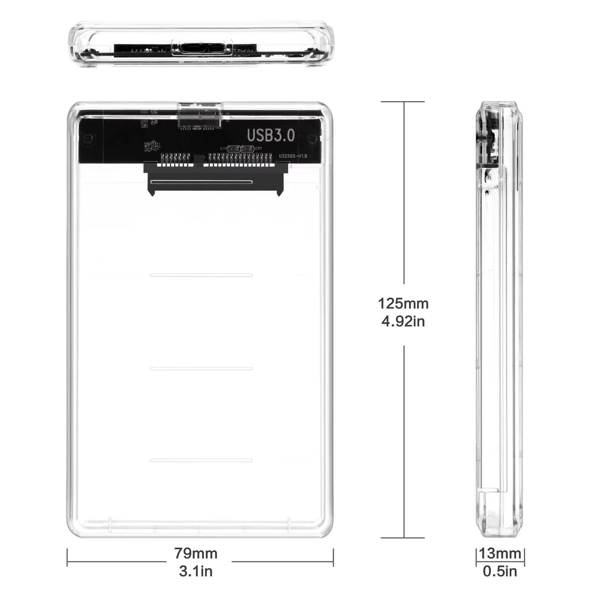 USB 3.0/Type C HDD Enclosure 2.5 Inch SATA SSD External Hard Drive Case with 5Gbps Transfer Speed Clear Harddisk Boxs Tool-Free