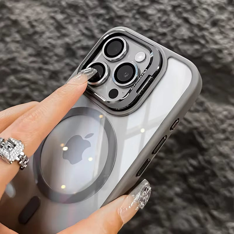 Luxury Magnetic Shockproof Phone Case for Iphone15 14 13 12 11 Pro Max plus Funda Stand Glass Lens Protection Back Cover