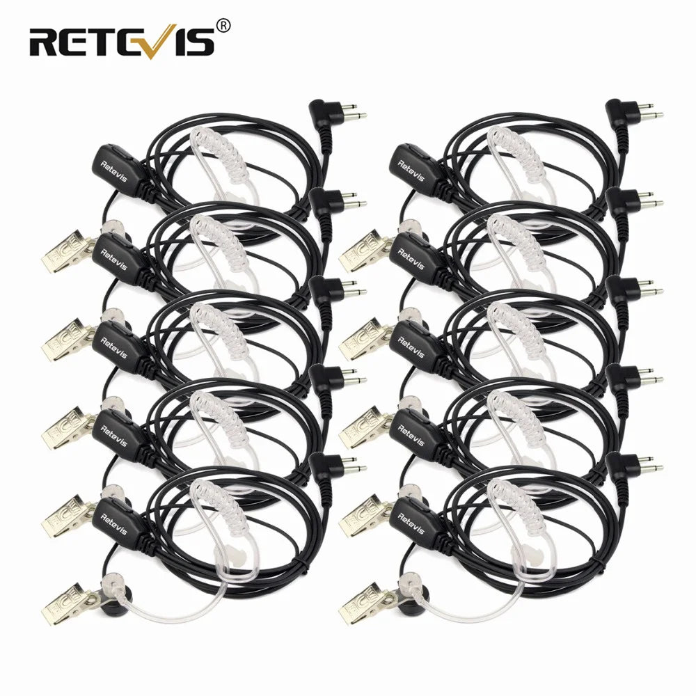 Retevis EAM002 Radioheadset 10 stuks portofoonaccessoires oortjes PTT-microfoon voor Motorola DP1400/GP2000/CP200/040 HYT