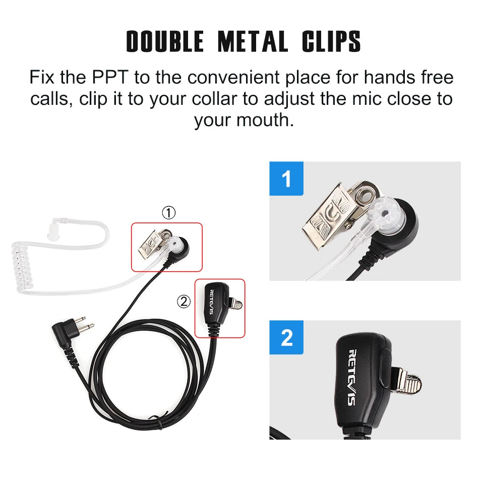 Retevis EAM002 Radioheadset 10 stuks portofoonaccessoires oortjes PTT-microfoon voor Motorola DP1400/GP2000/CP200/040 HYT