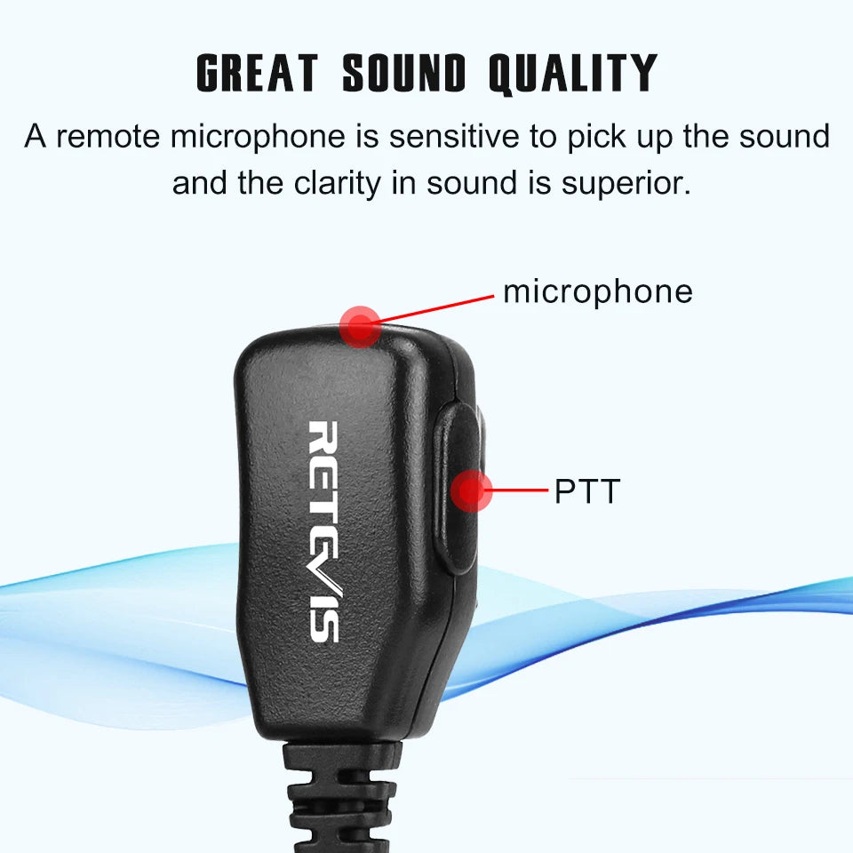 Retevis EAM002 Radioheadset 10 stuks portofoonaccessoires oortjes PTT-microfoon voor Motorola DP1400/GP2000/CP200/040 HYT