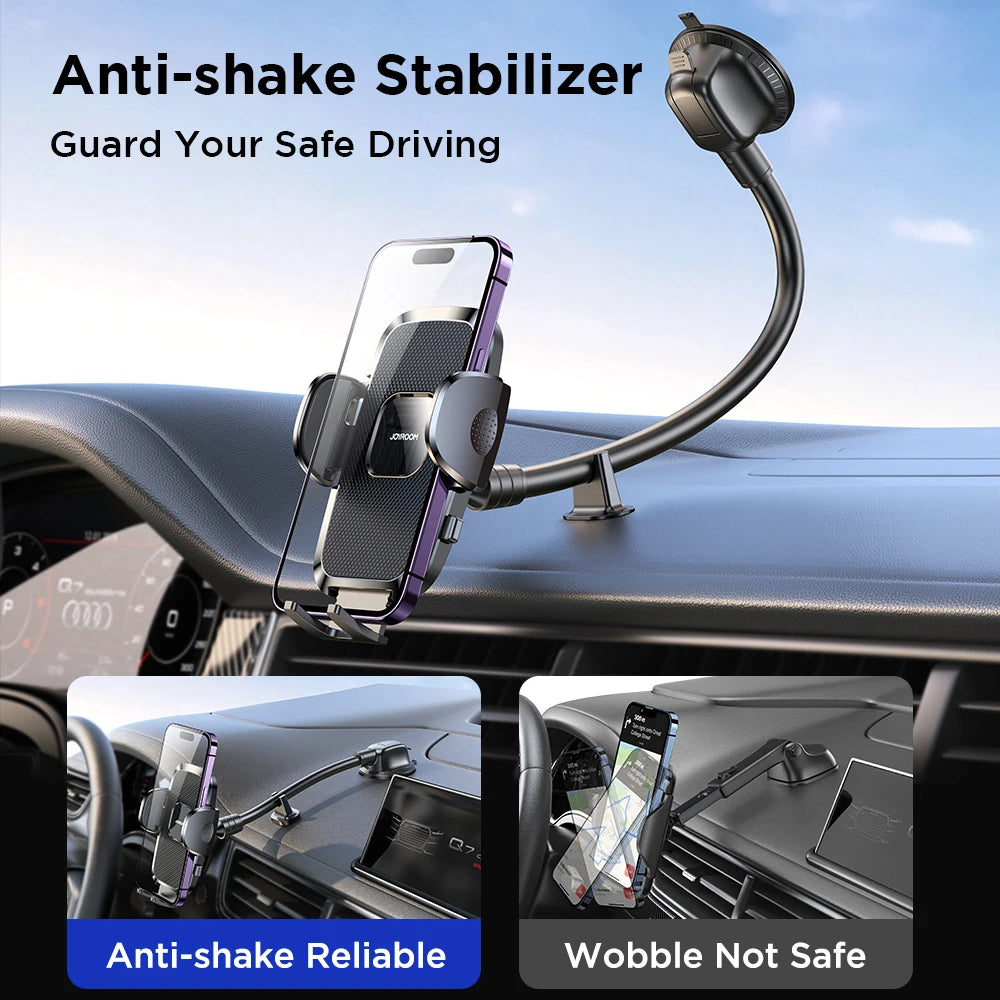 Dashboard telefoonhouder voor in de auto【360° breedste zicht】9 inch flexibele lange arm, universele handsfree telefoonhouder voor voorruit en ventilatierooster