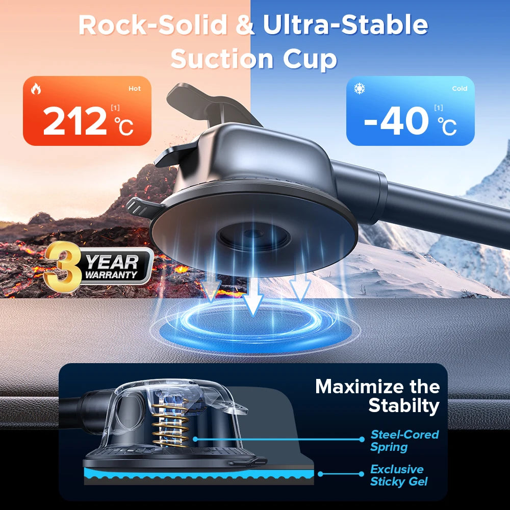 Dashboard telefoonhouder voor in de auto【360° breedste zicht】9 inch flexibele lange arm, universele handsfree telefoonhouder voor voorruit en ventilatierooster