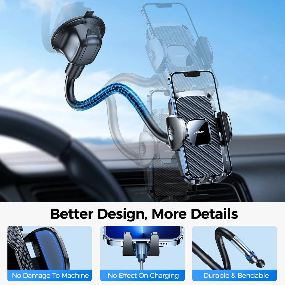 Joyroom Auto Telefoonhouder Flexibele Lange Arm Anti-Shake Telefoonhouder voor Dashboard en Luchtrooster in de Auto