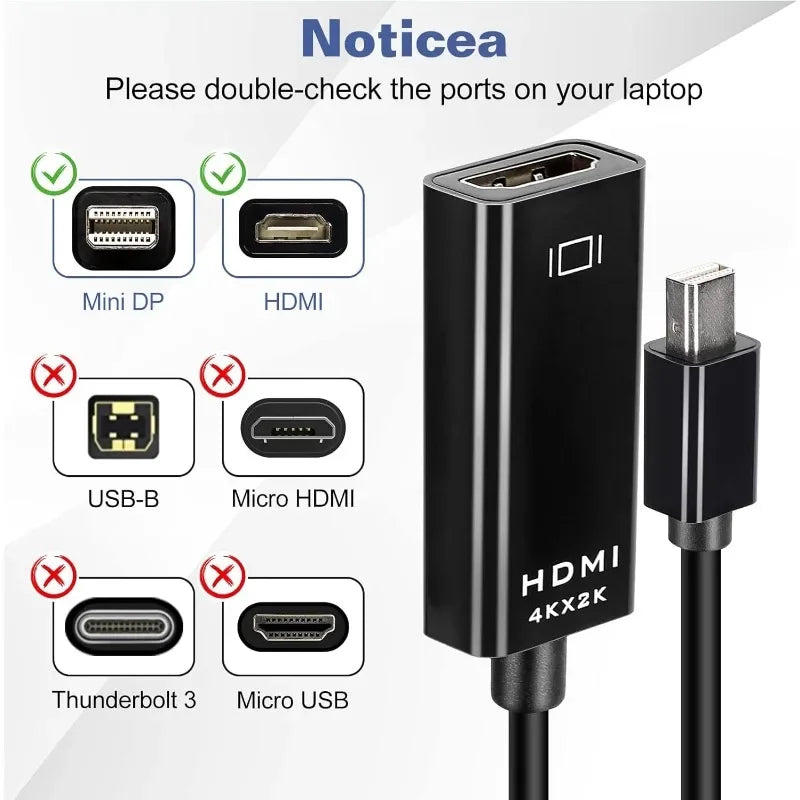 Thunderbolt Mini DP to Hdmi-Compatible Converter Adapter Male to Female 4K Mini Displayport to HDMI Cable for Mac Macbook PC TV
