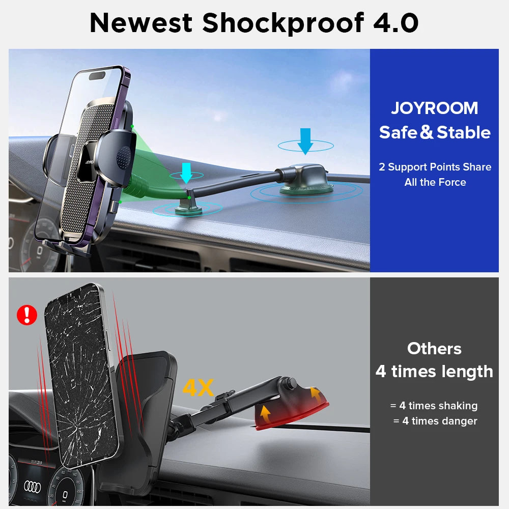 Dashboard telefoonhouder voor in de auto【360° breedste zicht】9 inch flexibele lange arm, universele handsfree telefoonhouder voor voorruit en ventilatierooster
