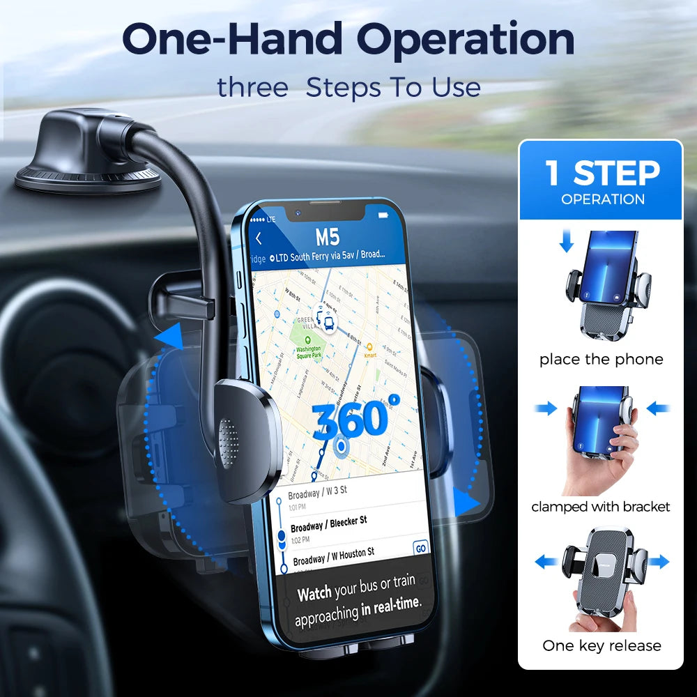 Joyroom Auto Telefoonhouder Flexibele Lange Arm Anti-Shake Telefoonhouder voor Dashboard en Luchtrooster in de Auto