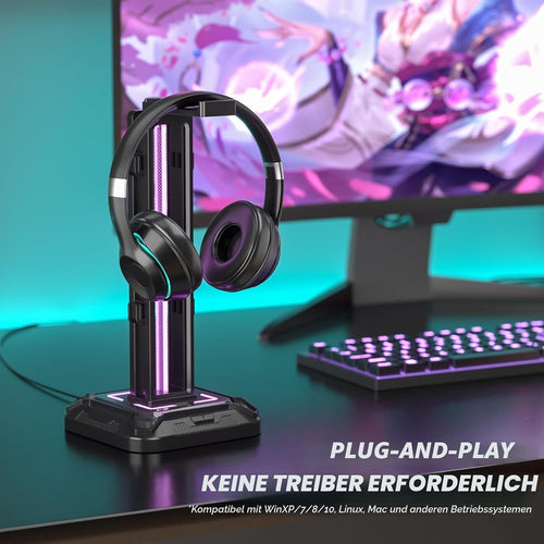 KDD Gaming Kopfhörer Ständer & Abnehmbar Controller Halter Mit 9 Lichtmodi