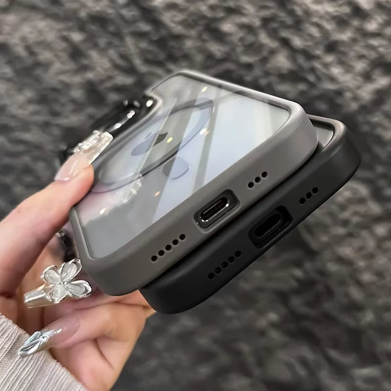 Luxury Magnetic Shockproof Phone Case for Iphone15 14 13 12 11 Pro Max plus Funda Stand Glass Lens Protection Back Cover