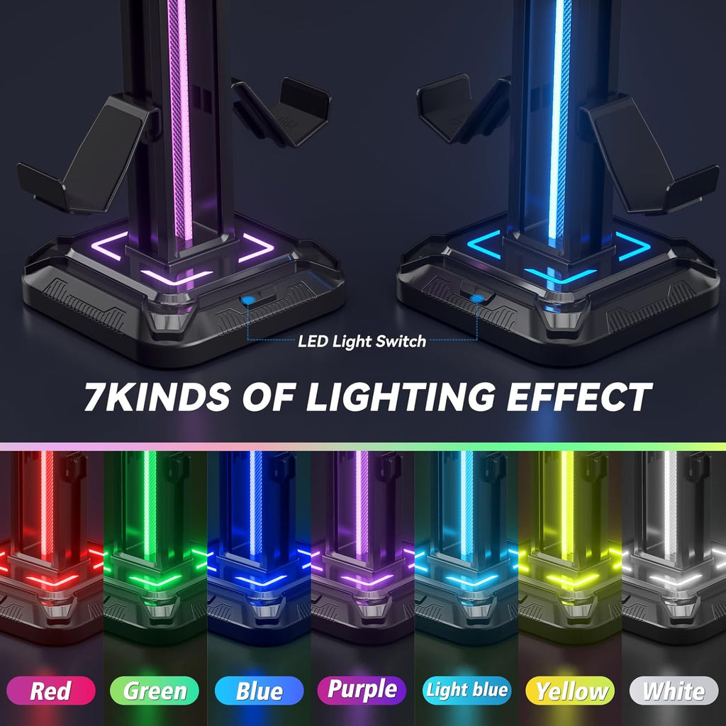 KDD Gaming Kopfhörer Ständer & Abnehmbar Controller Halter Mit 9 Lichtmodi
