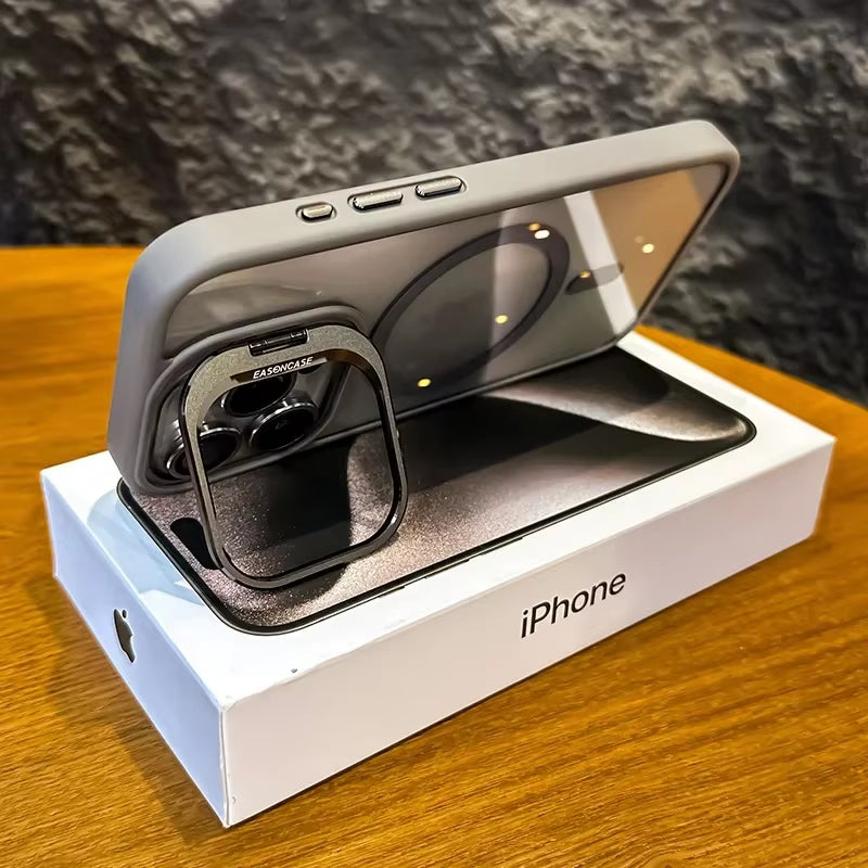 Luxury Magnetic Shockproof Phone Case for Iphone15 14 13 12 11 Pro Max plus Funda Stand Glass Lens Protection Back Cover